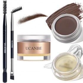 UCANBE Gel à Sourcils Waterproof + Cire Sourcils Stylisante with 2 Adjustable Twin Brushes, Long Lasting 01 Marron Gel à Sou ...