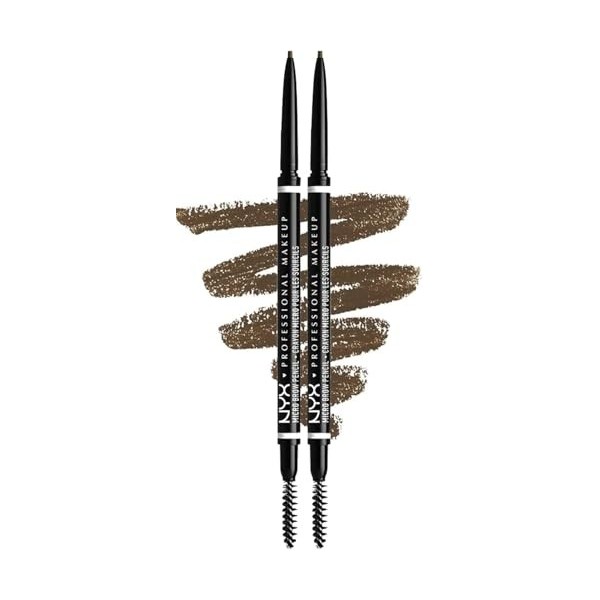 NYX Professional Makeup Crayon à Sourcils Micro Brow Pencil, Crayon Ultra-Fin Double-Embout avec Mine Rétractable et Goupillo