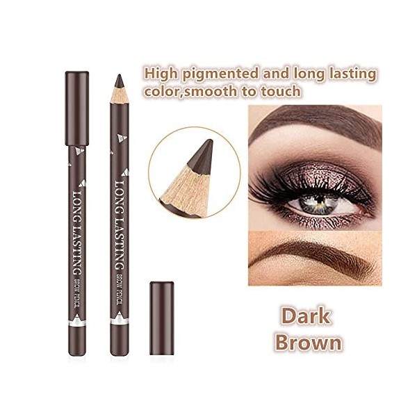 Go Ho Lot de 12 crayons eyeliner pour sourcils - Marron - Imperméable - Longue durée - Résistant à la transpiration - Crayon