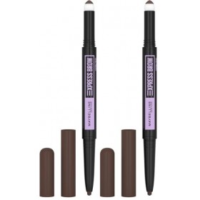 Maybelline New York - Crayon à Sourcils - Express Brow Satin Duo Crayon et Poudre - Teinte : Dark Brown 04 Lot de 2 