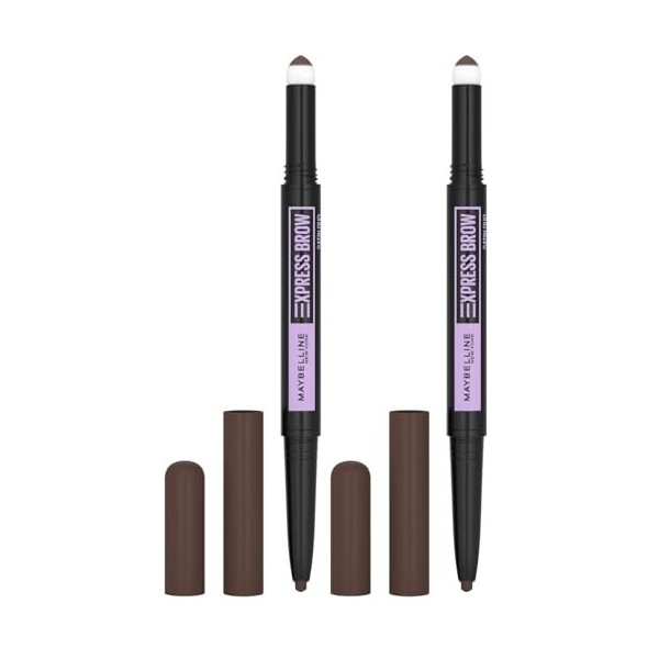 Maybelline New York - Crayon à Sourcils - Express Brow Satin Duo Crayon et Poudre - Teinte : Dark Brown 04 Lot de 2 