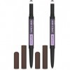 Maybelline New York - Crayon à Sourcils - Express Brow Satin Duo Crayon et Poudre - Teinte : Dark Brown 04 Lot de 2 