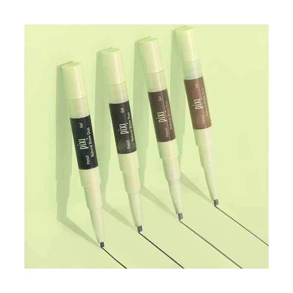 Pixi Natural Brow Duo | Teinte: Deep Brunette | Crayon Précis & Gel Coloré pour Sourcils | Fixation Longue Tenue et Résistant