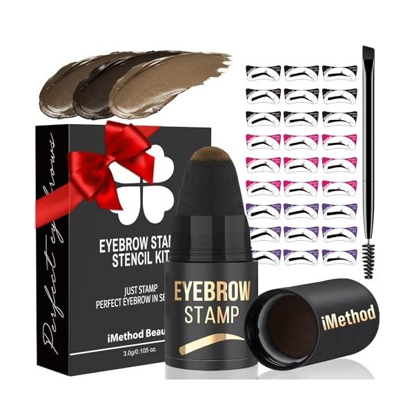 iMethod Kit de tampons et pochoirs pour sourcils - Kit de tampons et de modelage pour sourcils parfaits - 27 tampons à sourci