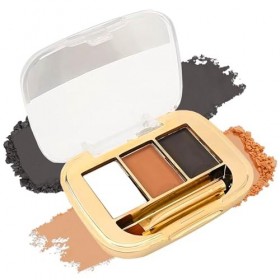 Kit de poudre à sourcils et pommade – Palette à sourcils 3 couleurs avec miroir et pinceau – Finition naturelle imperméable d