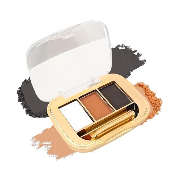 Kit de poudre à sourcils et pommade – Palette à sourcils 3 couleurs avec miroir et pinceau – Finition naturelle imperméable d