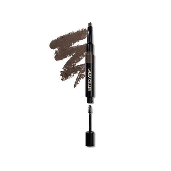 LAURA GELLER NEW YORK Sculpt-n-Stay Crayon à sourcils imperméable et gel marron foncé – Crayon à sourcils imperméable 2 en 