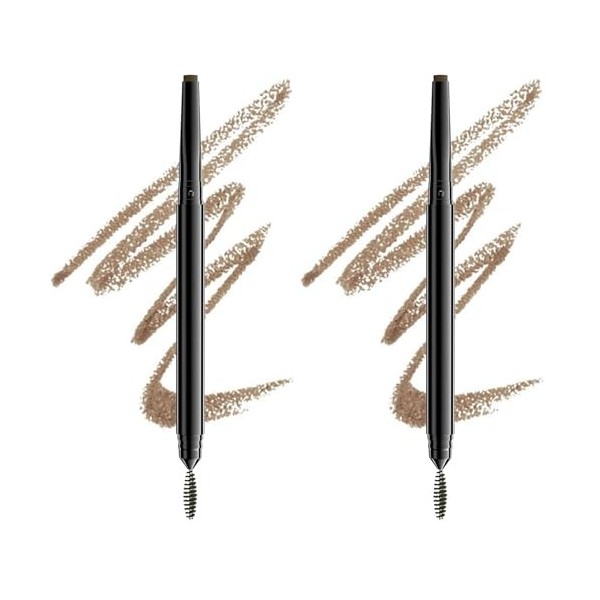 NYX Professional Makeup Crayon à Sourcils Precision Brow, Double-Embout avec Crayon Plat et Goupillon, Teinte : Taupe 02 L