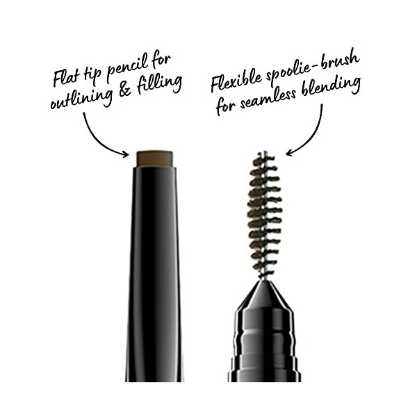 NYX Professional Makeup Crayon à Sourcils Precision Brow, Double-Embout avec Crayon Plat et Goupillon, Teinte : Taupe 02 L