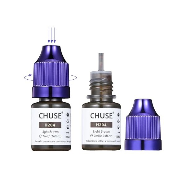 CHUSE Pigments liquides hybrides pour sourcils PMU 0,24 oz/7 ml H204 Brun clair 