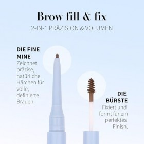 FLEEKY Brow Fill & Fix - Crayon à sourcils 3 en 1 - Définir, remplir et fixer - Résistant aux frottements et durable - Vegan 