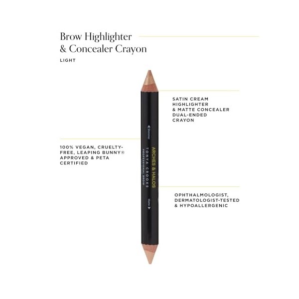 Arches & Halos Crayon de mise en valeur des sourcils - Améliore, dissimule et met en valeur larcade sourcilière - Crayon à d ...