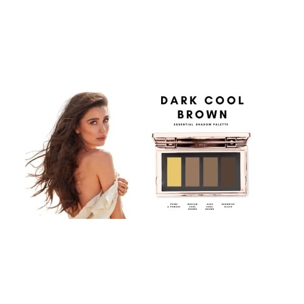 Eyebrowqueen Palette dombres à sourcils | Comprend une pommade et 3 nuances | Nuance marron foncé froid