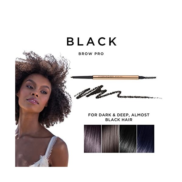 Eyebrowqueen Brow Pro Crayon à sourcils double extrémité imperméable Noir Maquillage des sourcils