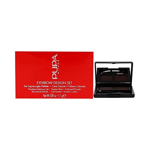 Pupa Milano Ensemble de Conception de Sourcils 003 Brun Foncé pour Femme 1 Unité Maquillage des sourcils
