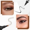 Crayon à sourcils, crayon de microblading avec 4 pointes fines, crayon à sourcils waterproof longue durée Marron clair 