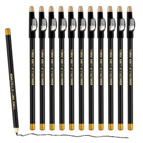 MOTIBACK Lot de 12 crayons à sourcils, avec taille-crayon dans le couvercle, 18 cm de long, imperméable, pour dessin et défin...