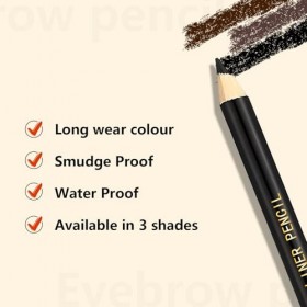 MOTIBACK Lot de 12 crayons à sourcils, avec taille-crayon dans le couvercle, 18 cm de long, imperméable, pour dessin et défin...