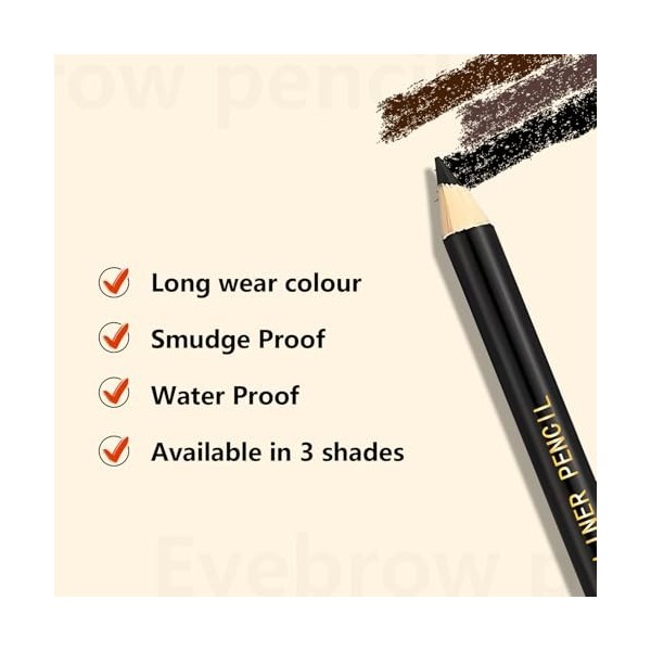 MOTIBACK Lot de 12 crayons à sourcils, avec taille-crayon dans le couvercle, 18 cm de long, imperméable, pour dessin et défin...