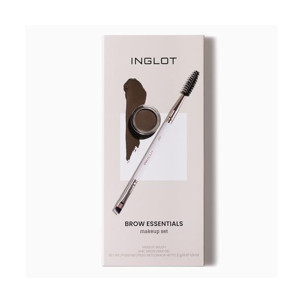INGLOT Brow Kit, brosse biseautée 31T + gel à sourcils couleur 16, formule végétalienne, pack économique