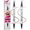 iMethod Curved Microblading Lot de 2 crayons à sourcils à double extrémité pour créer des sourcils naturels, marron foncé et 