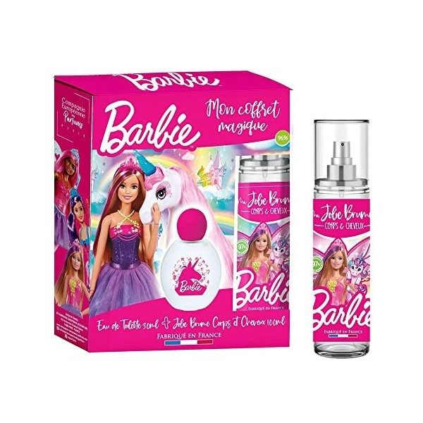 BARBIE coffret-parfum Eau de Toilette enfant fille 30ml + Brume parfumée Corps et Cheveux 100ml Senteur Florale-Fruitée Fabri