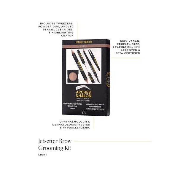 Arches & Halos Kit de sourcils Jetsetter - Kit de maquillage pour la mise en forme des sourcils - Hypoallergénique, végan - K...