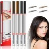 Lot de 4 crayons à sourcils 2 en 1 avec gel, crayon à sourcils Microblading avec 4 pointes fourchettes, 2 en 1 Brow Pen and S