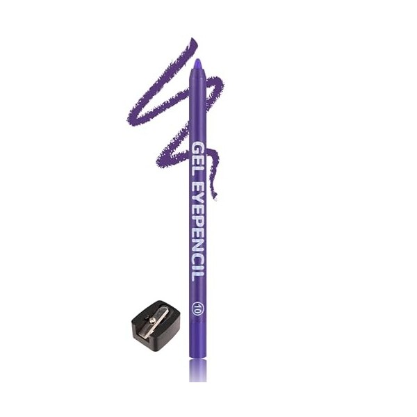 Gel Crayon Yeux, Eye Liner Mat Violet Waterproof, Longue Tenue Lisse Creamy Eyeliner, Anti-Taches Hautement Pigmentés, Applic...