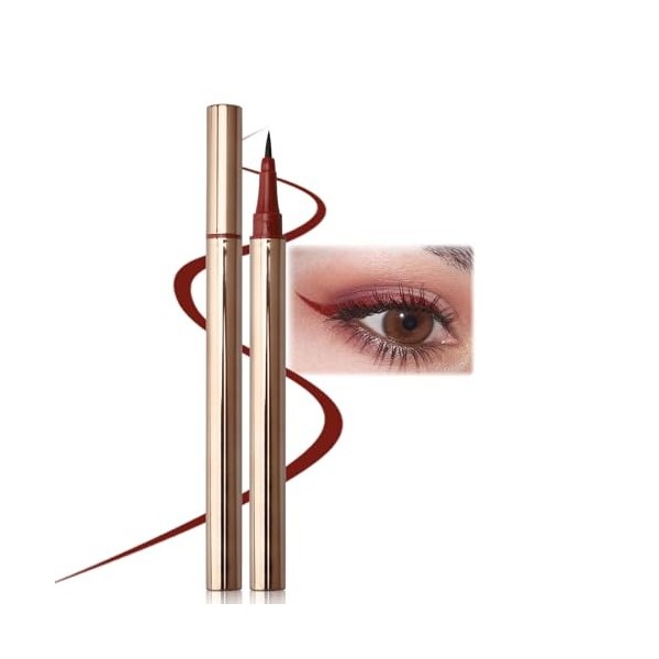 Erinde Red Liquid Eyeliner - Haute Précision, Eyeliner Liquide Rouge Mat, Crayon Yeux Professionnel Imperméable Haute Pigment