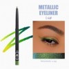 Crayon eyeliner vert métallisé à paillettes - Imperméable et résistant aux taches - Crayon à paupières multichrome - Longue d...