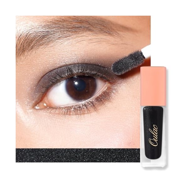 Oulac Fard à Paupières Noire Liquide Mat–Eye Liner Noir Effet Velours Intense,Ultra Pigmentée,Séchage Rapide,Make-up imperméa