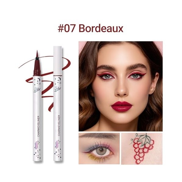 Erinde Crayon Yeux Liquide Bordeaux, Texture Mat et Douce, Application Facile, Haute Pigmentation et Longue Tenue, Eyeliner W...