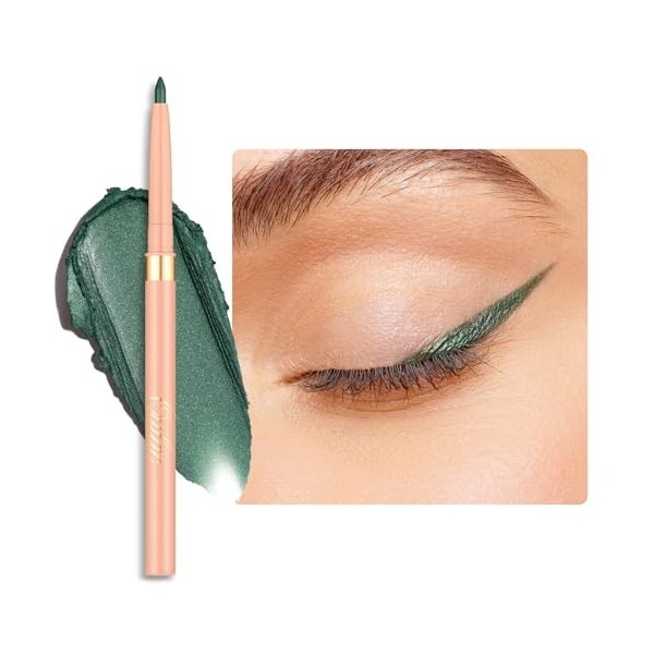 OULAC Crayon Yeux Waterproof, Eye Liner Vert Mat avec Couleur Intense, Eyeliner Anti-salissures Texture Lisse et Crémeuse, Te