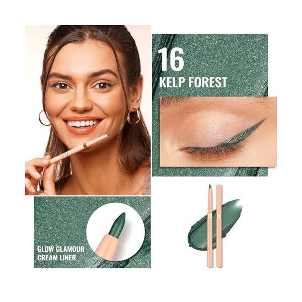 OULAC Crayon Yeux Waterproof, Eye Liner Vert Mat avec Couleur Intense, Eyeliner Anti-salissures Texture Lisse et Crémeuse, Te