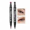 Stamp-OCHILIMA Eyeliner Crayon eyeliner liquide double face avec tampon de maquillage pour les yeux, imperméable, double face...