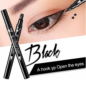 Stamp-OCHILIMA Eyeliner Crayon eyeliner liquide double face avec tampon de maquillage pour les yeux, imperméable, double face...