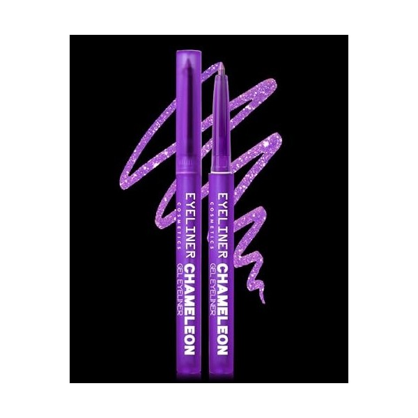 Paillettes Crayon Yeux, Violet Chameleon Eyeliner, Eye Liner Waterproof Long Lasting, Résistant aux Taches Crayon Eyeliner, H
