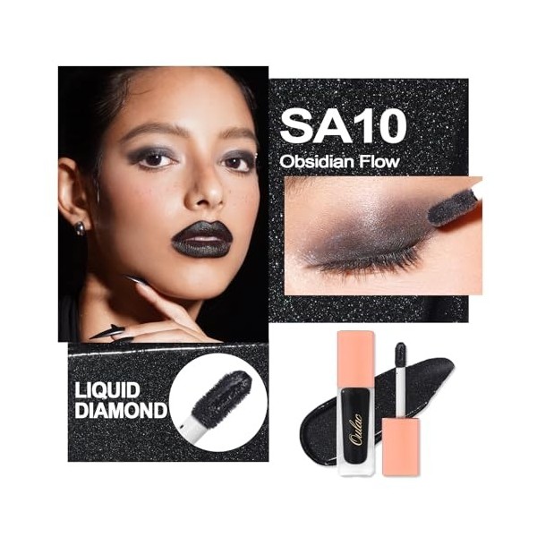 Oulac Fard à Paupières Noire Liquide Mat–Eye Liner Noir Effet Velours Intense,Ultra Pigmentée,Séchage Rapide,Make-up imperméa
