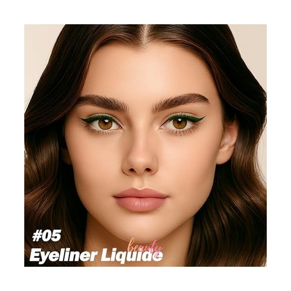 Erinde Eye Liner Vert Métallique, Pointe Précise Incliné à 18°, Crayon Yeux Waterproof, Crayon Yeux Métallique. Haute Pigment