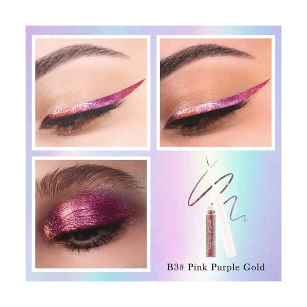 Chameleon Crayon Yeux Liquide, Eyeliner Pailleté Métallique Coloré, Waterproof et Durée, Pointe Ultra-Fine, Multicolore Très ...