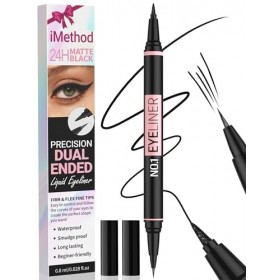 iMethod Eyeliner Liquid Eyeliner 2 en 1 Waterproof Eyeliner Double Ended Eye Liner avec Pointe Pinceau Précise et Pointe Épai