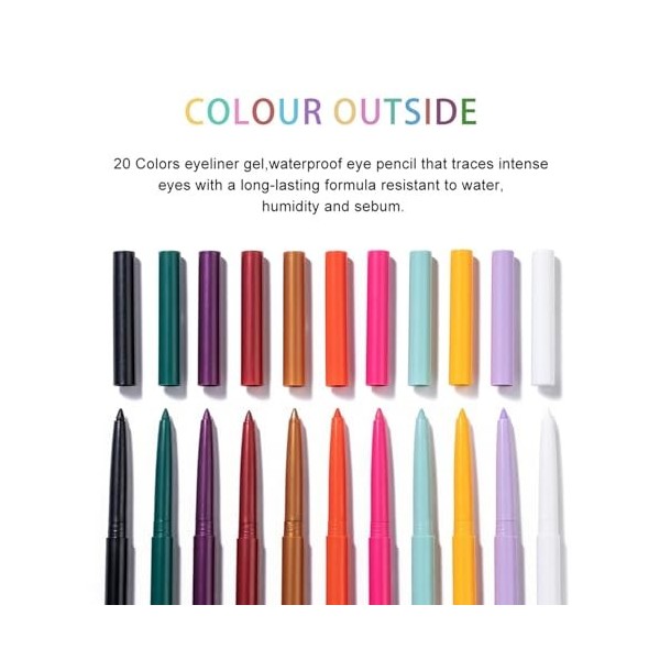EnMart Set de 20 Crayons pour les Yeux, Haute Pigmentation & Glissant - Résistant à lEau, Anti-Trace & Tenue Longue pour Loo ...