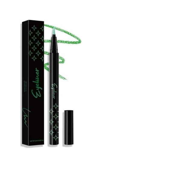 Vawolecy Stylo eyeliner scintillant coloré, Eyeliner liquide scintillant, Finition satinée métallique hautement pigmentée imp...