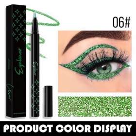 Vawolecy Stylo eyeliner scintillant coloré, Eyeliner liquide scintillant, Finition satinée métallique hautement pigmentée imp...