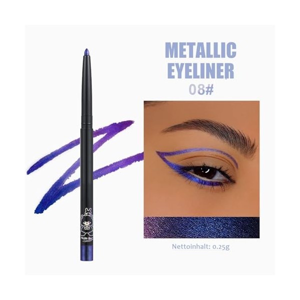 Crayon eyeliner Cha-mäleon - Crayon khôl à paillettes métalliques - Étanche et résistant aux taches - Crayon à paupières mult