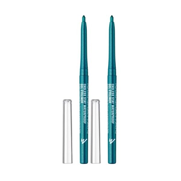 Manhattan Endless Stay Waterproof Gel Eyeliner - Eyeliner vert avec paillettes et mine rotative sans tailler - Couleur Emeral...