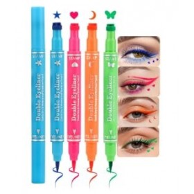 Erinde Lot de 4 stylos eyeliner liquide à double tête pour femmes, eyeliner crayon multicolore, outil de tatouage pour eyelin
