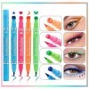 Erinde Lot de 4 stylos eyeliner liquide à double tête pour femmes, eyeliner crayon multicolore, outil de tatouage pour eyelin