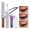CHARMACY Caméléon Eyeliner liquide à paillettes, hautement pigmenté, multicolore intense métallique, imperméable, pointe ultr...